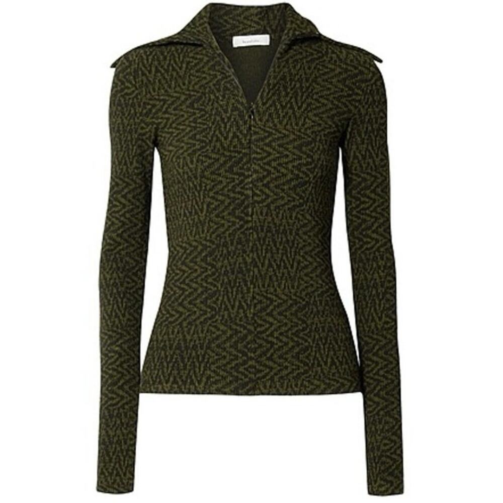 Beaufille Chevron Knit Bernini Top in Black & Green